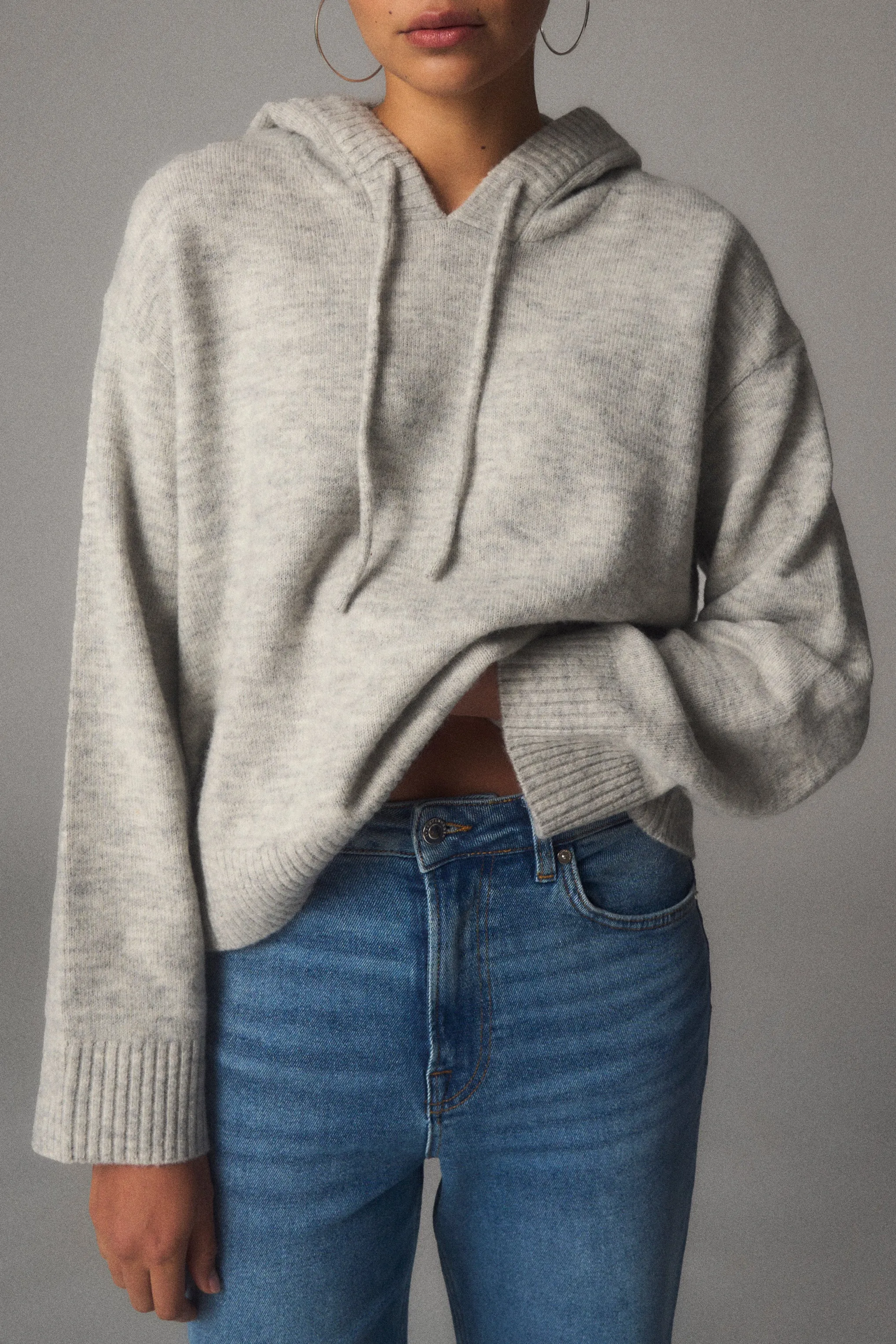 IVY-Sinead Hoodie Knit - Grey Melange