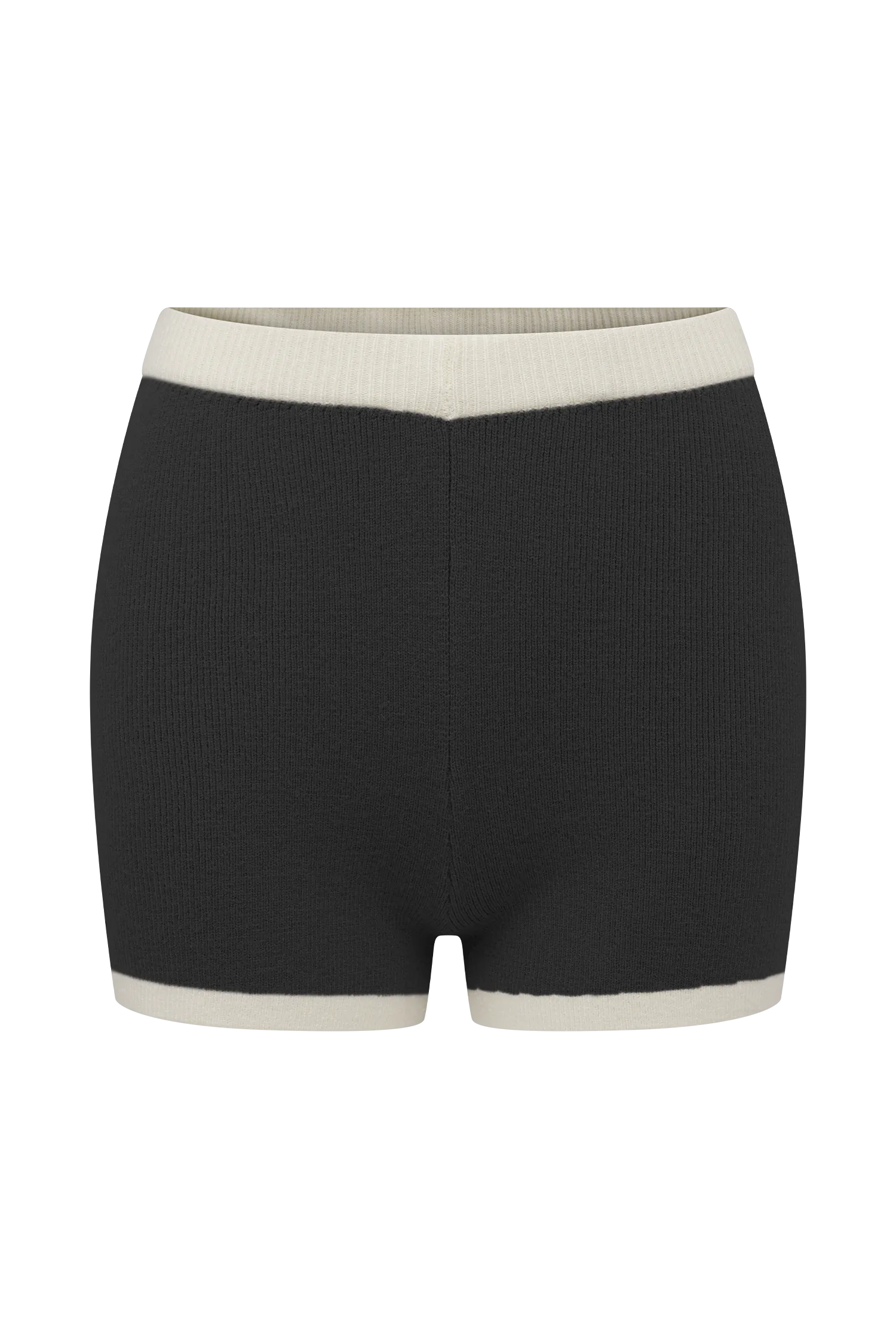 Julianne Contrast Knit Shorts - Black/White