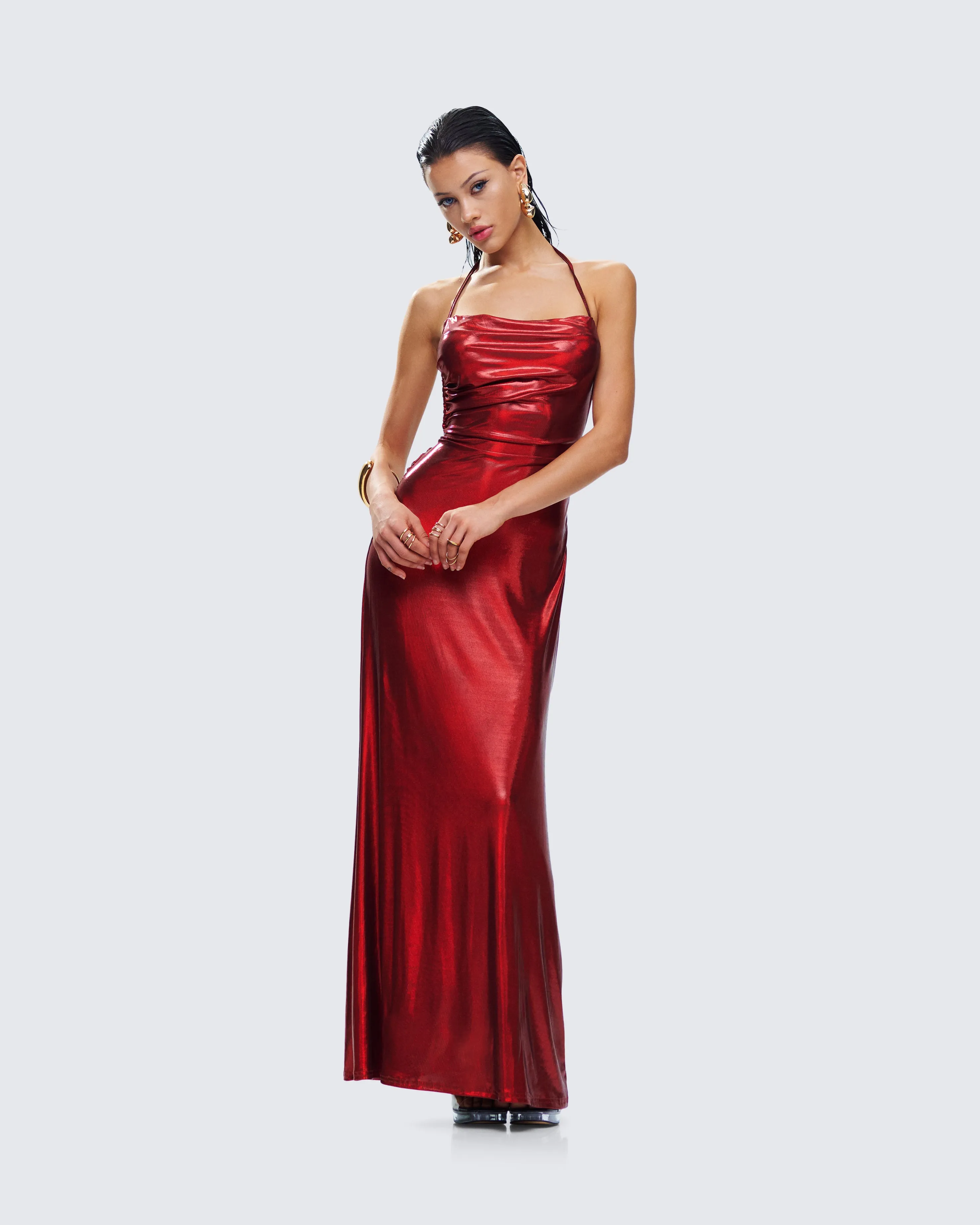 Koa Red Metallic Gown
