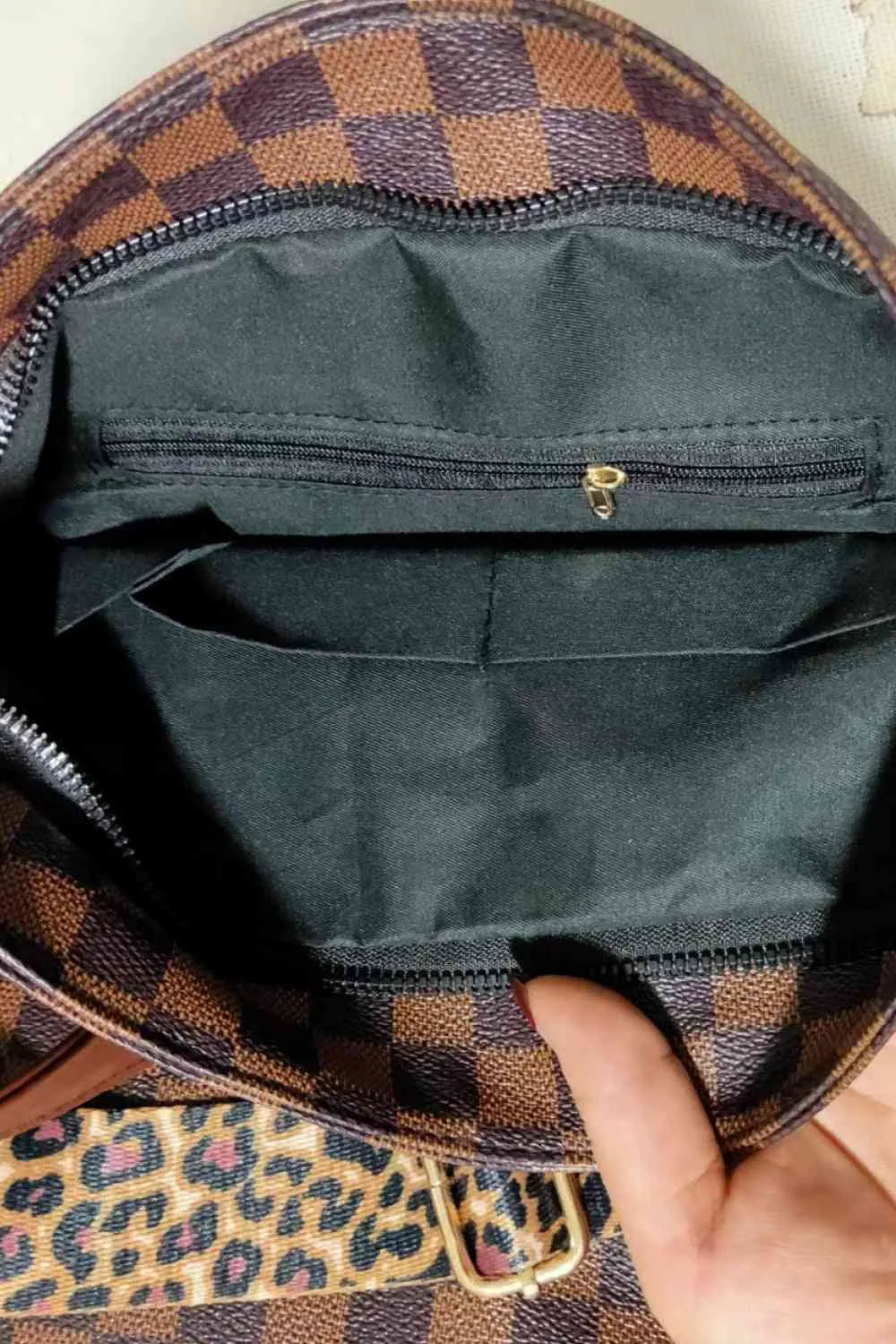 Large PU Leather Shoulder Bag with Floral, Leopard, and Plaid Patterns | Imported