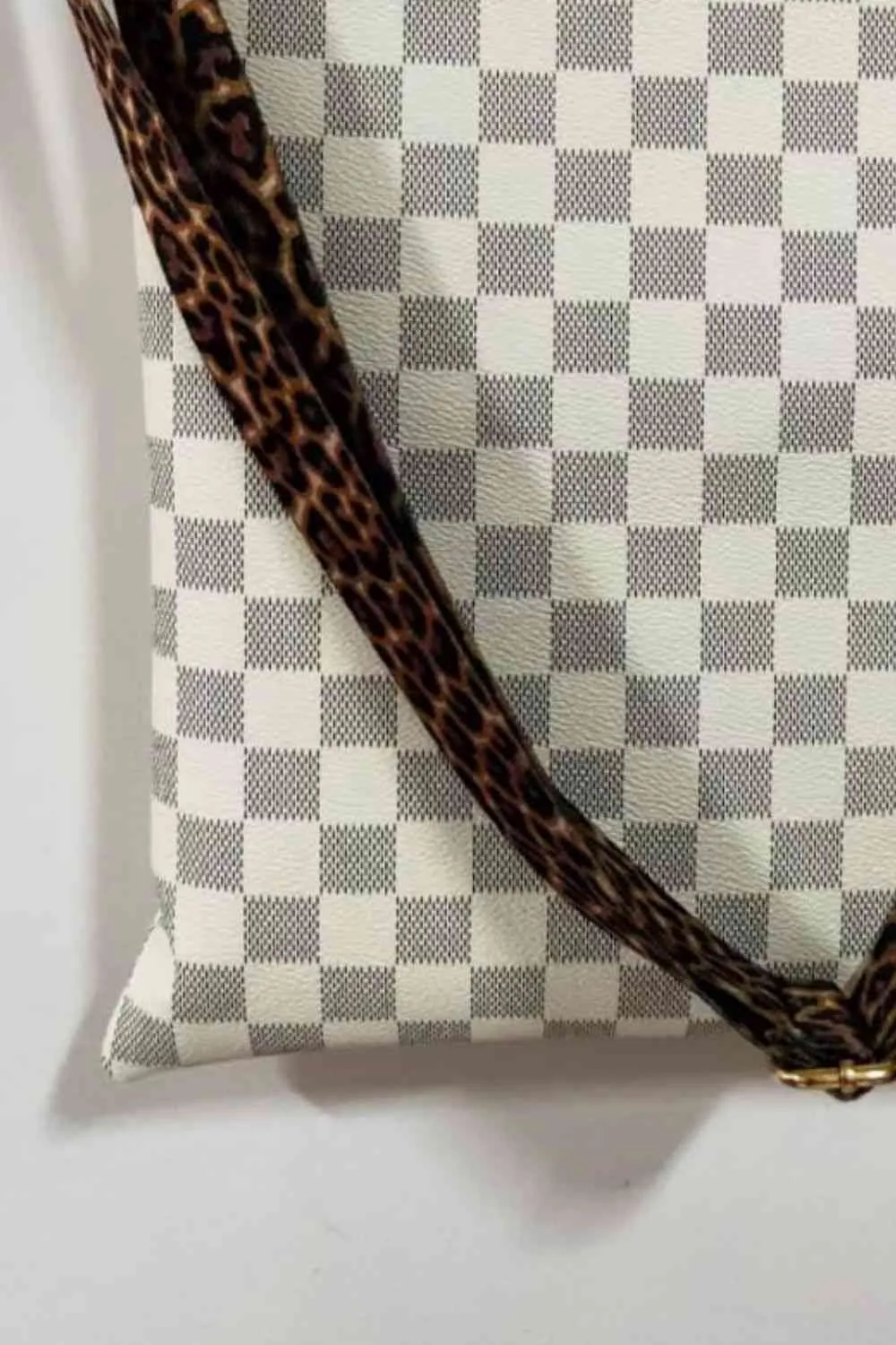 Large PU Leather Shoulder Bag with Floral, Leopard, and Plaid Patterns | Imported