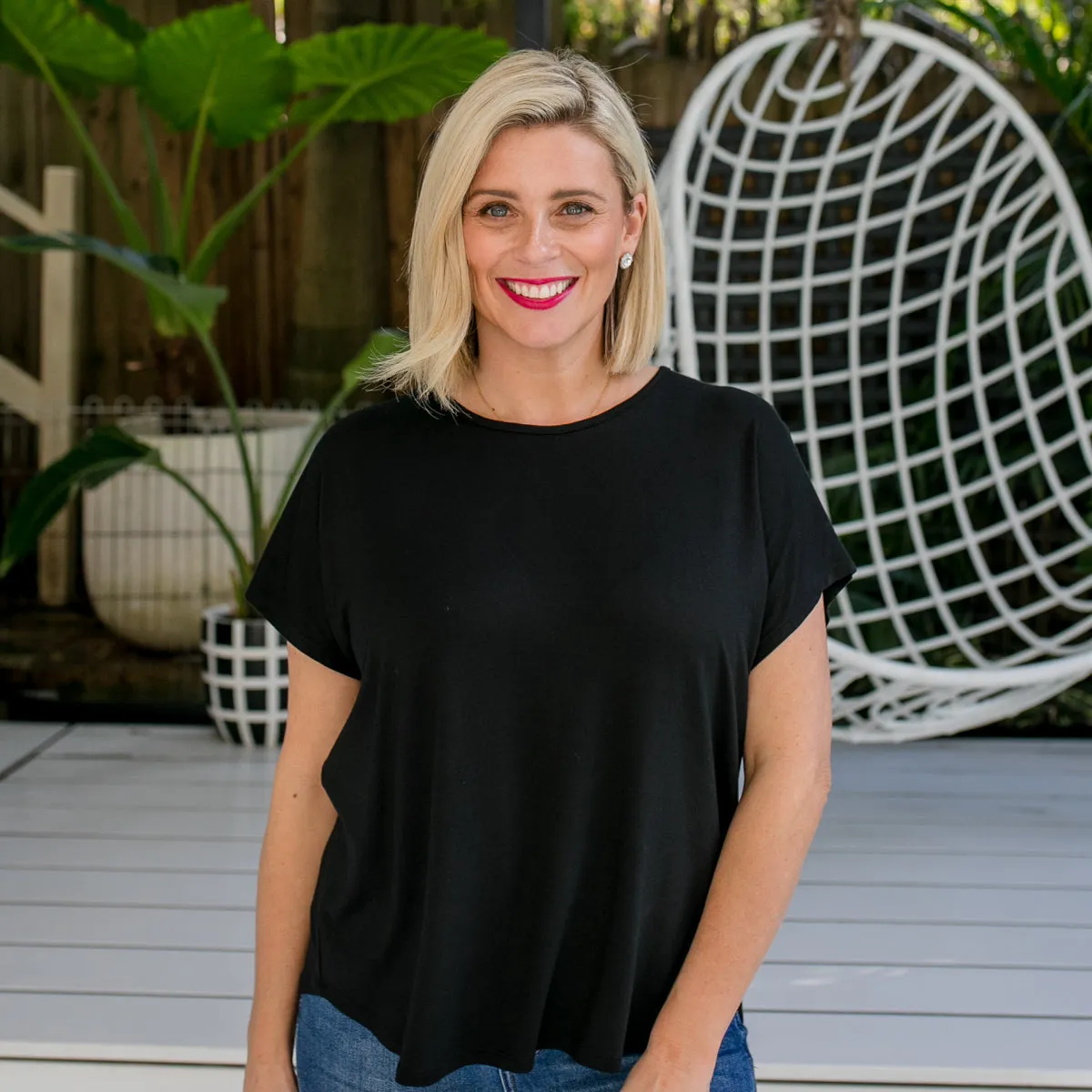 Louisa crew-neck tee - black