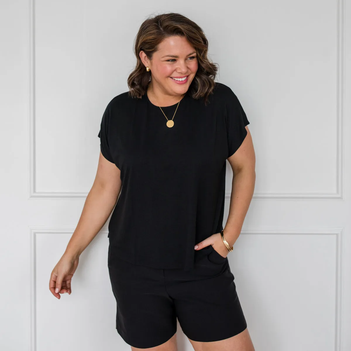 Louisa crew-neck tee - black