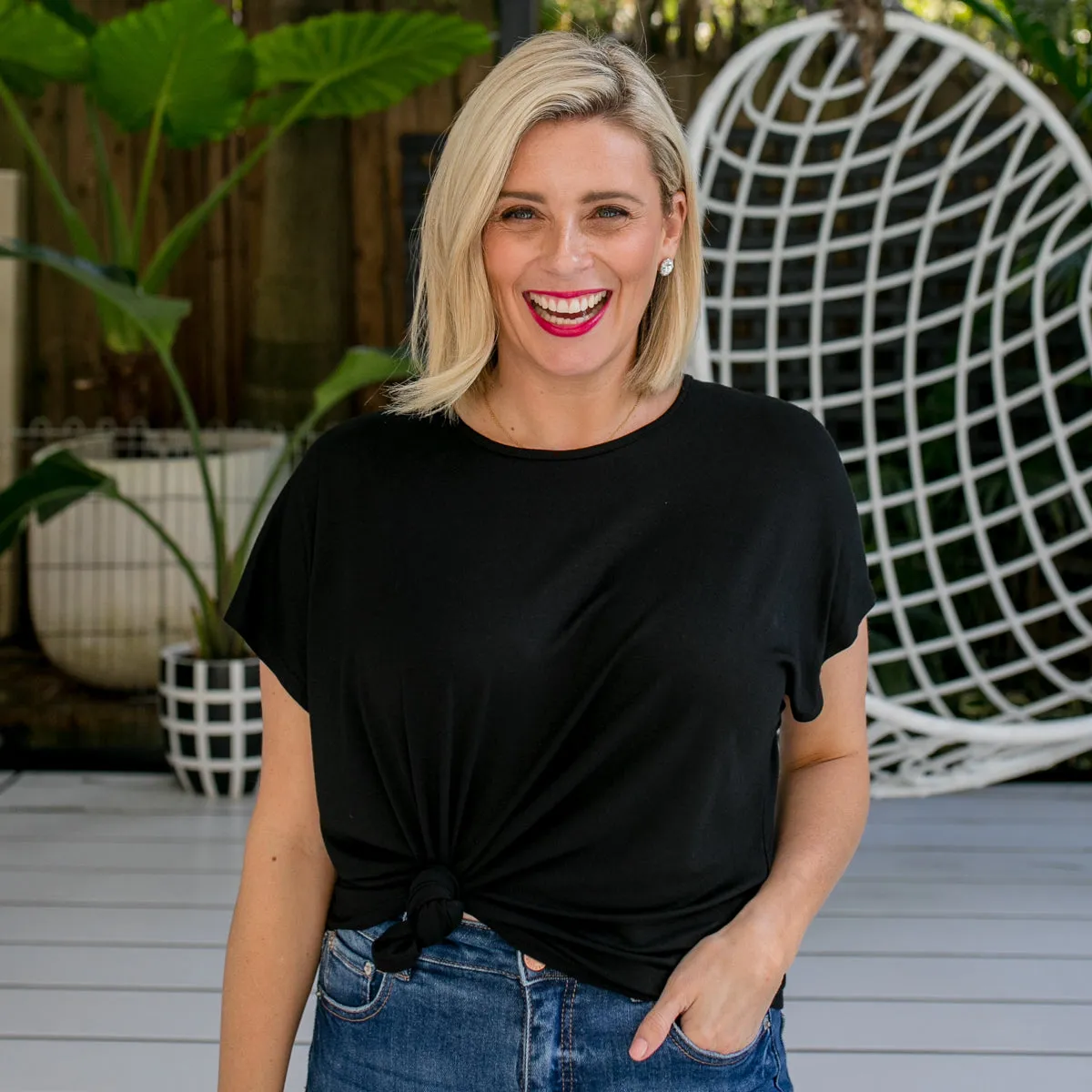 Louisa crew-neck tee - black