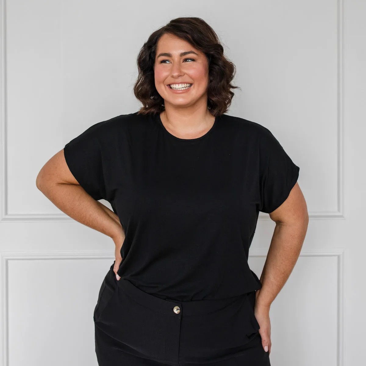 Louisa crew-neck tee - black