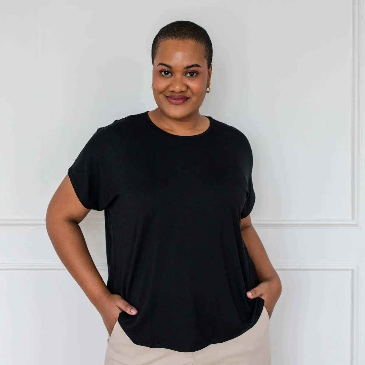 Louisa crew-neck tee - black