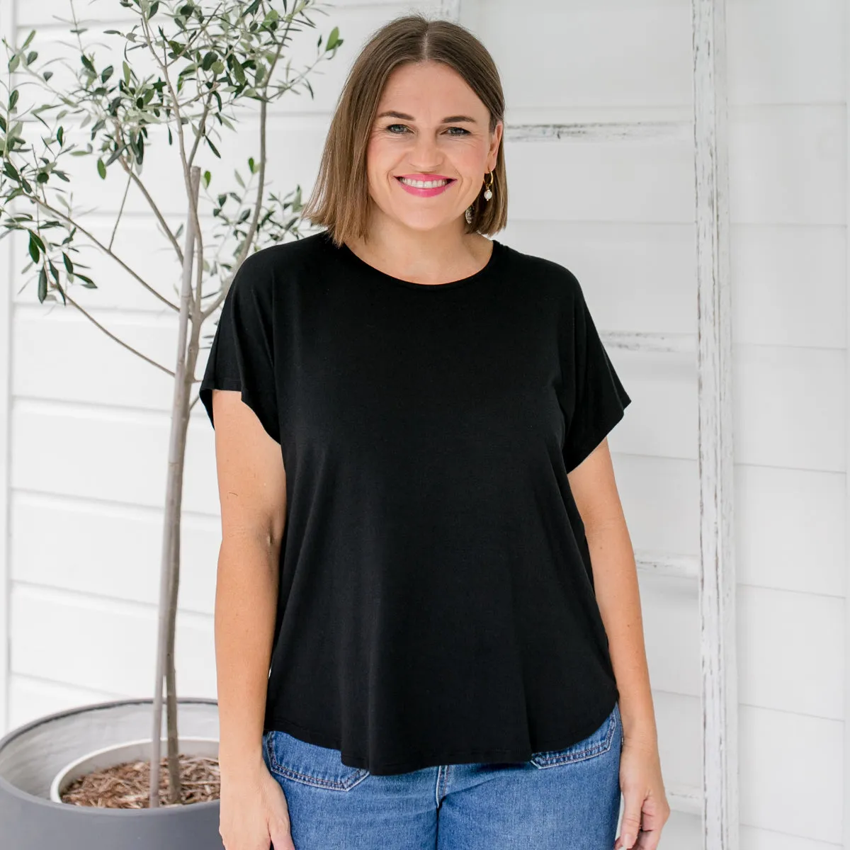 Louisa crew-neck tee - black