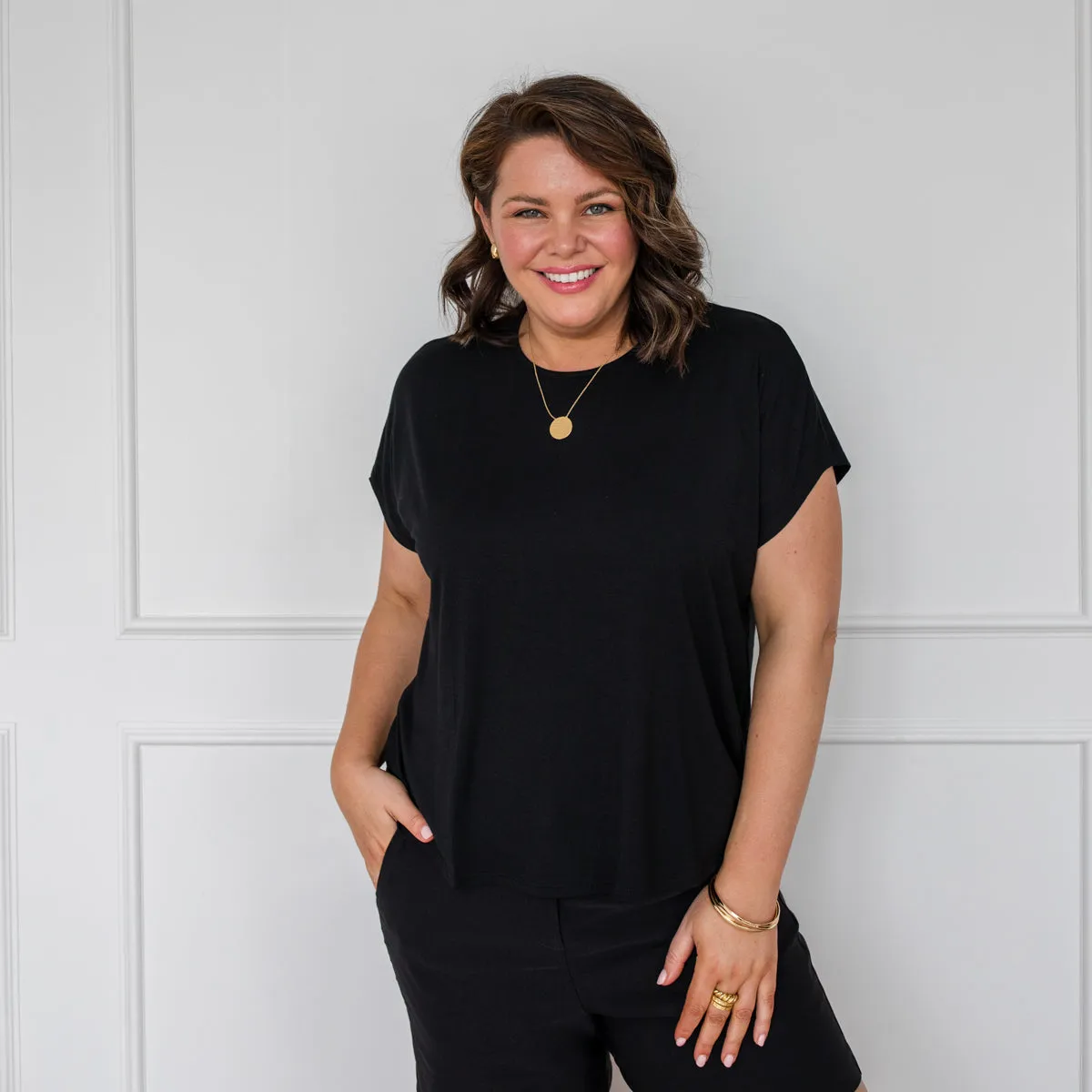 Louisa crew-neck tee - black