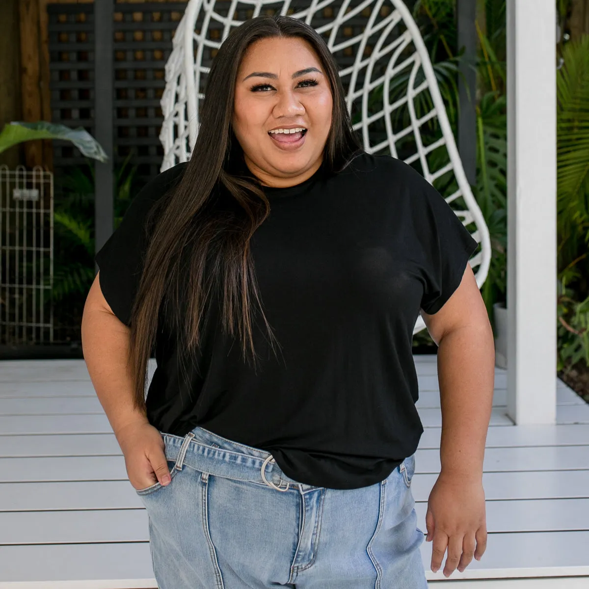 Louisa crew-neck tee - black
