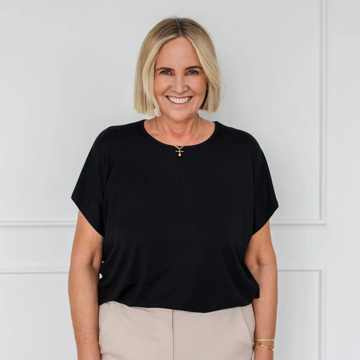 Louisa crew-neck tee - black
