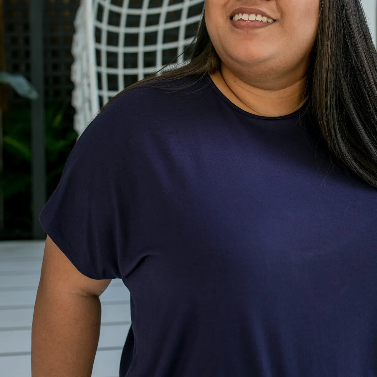 Louisa crew-neck tee - navy