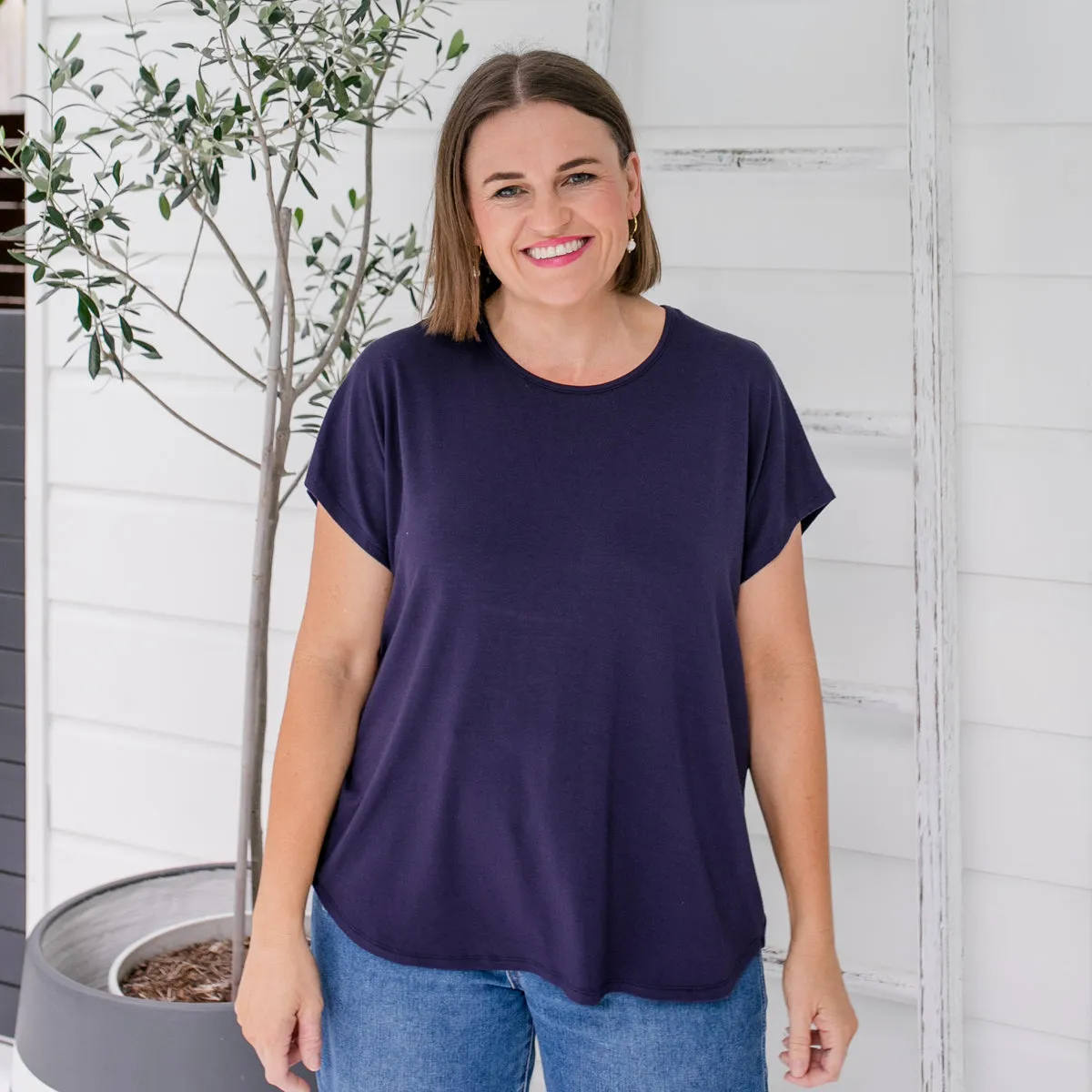 Louisa crew-neck tee - navy
