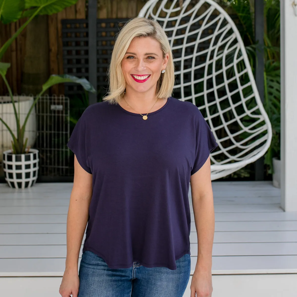 Louisa crew-neck tee - navy