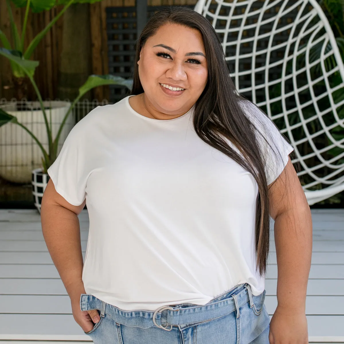 Louisa crew-neck tee - white