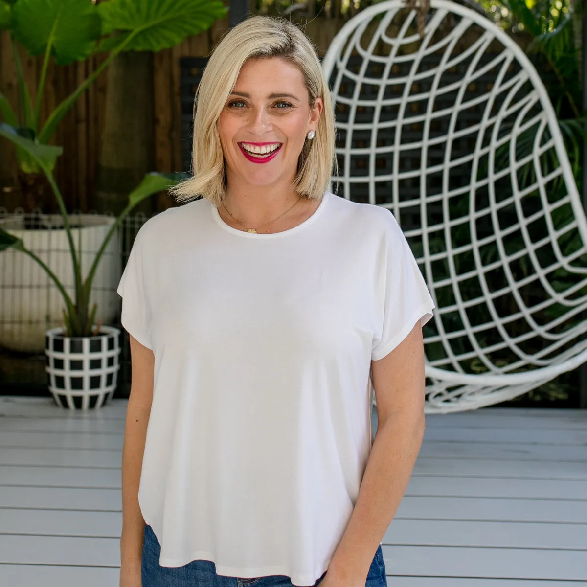 Louisa crew-neck tee - white