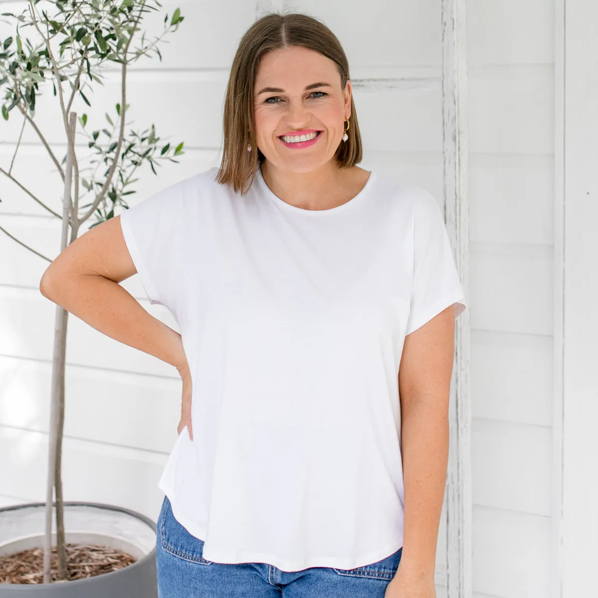 Louisa crew-neck tee - white