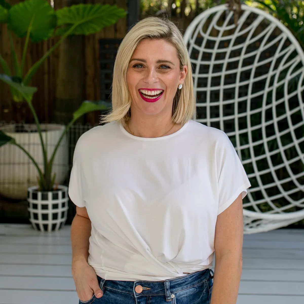Louisa crew-neck tee - white