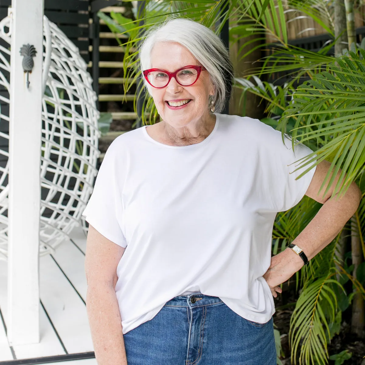 Louisa crew-neck tee - white