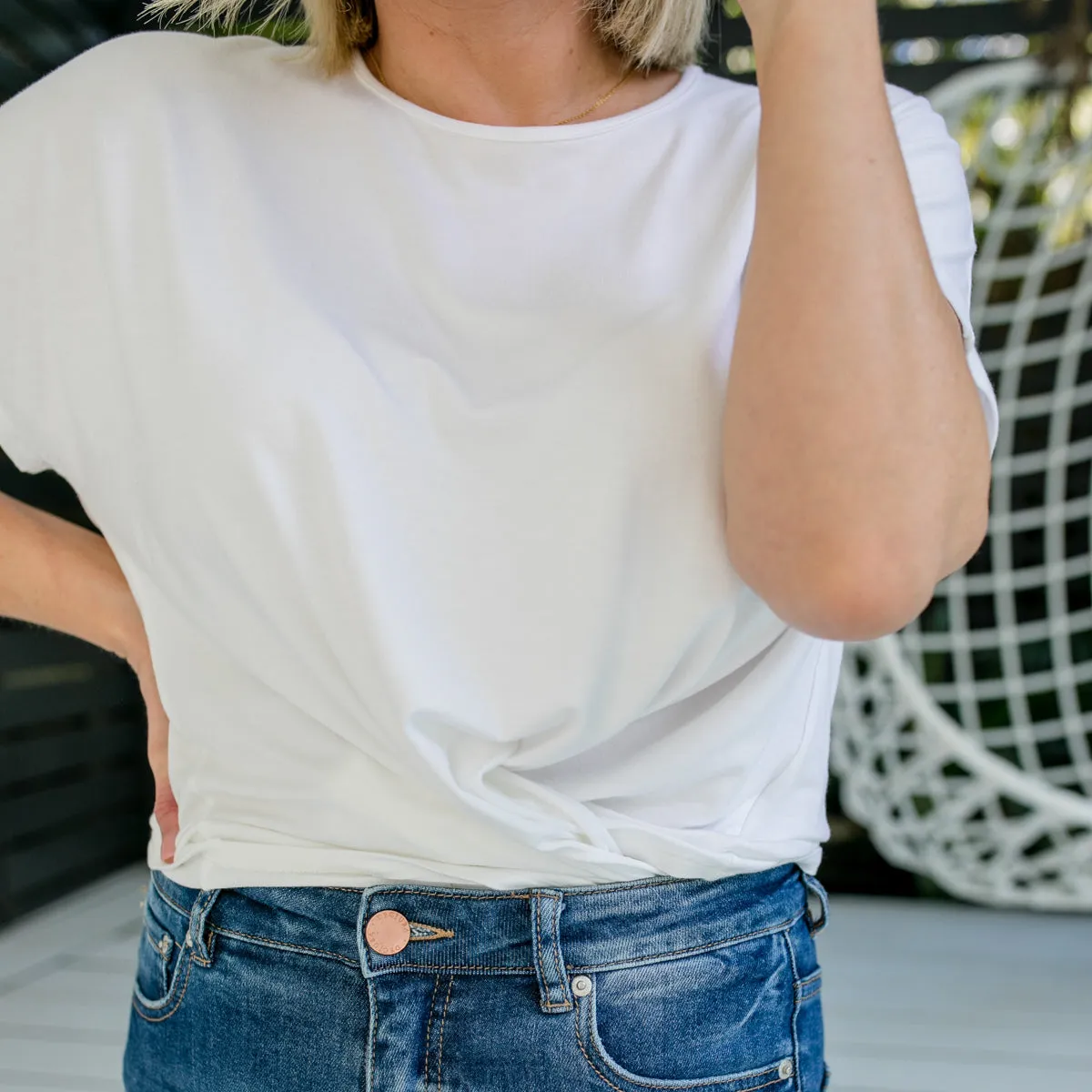 Louisa crew-neck tee - white