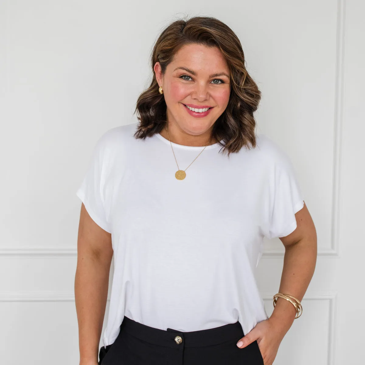 Louisa crew-neck tee - white