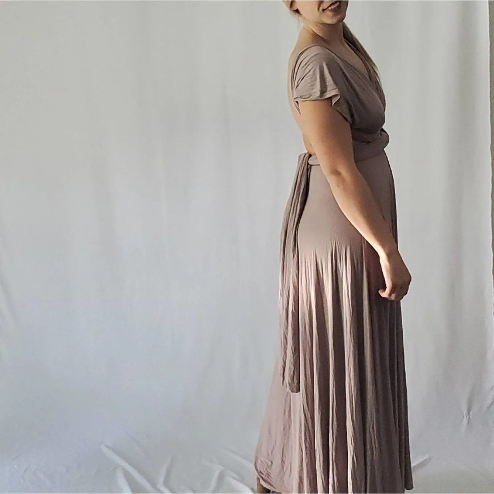 Lulu's Tricks of the Trade Maxi taupe dress