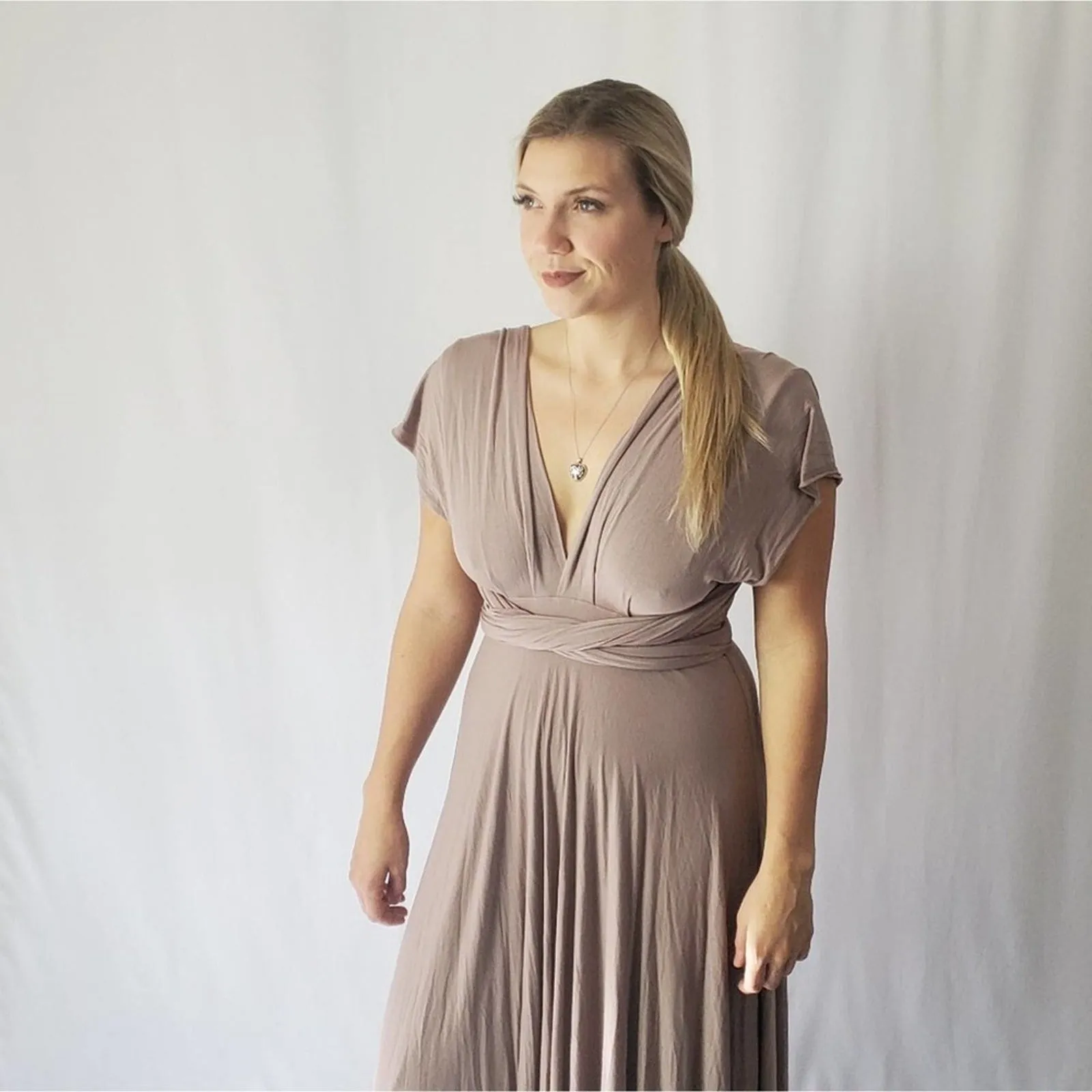 Lulu's Tricks of the Trade Maxi taupe dress