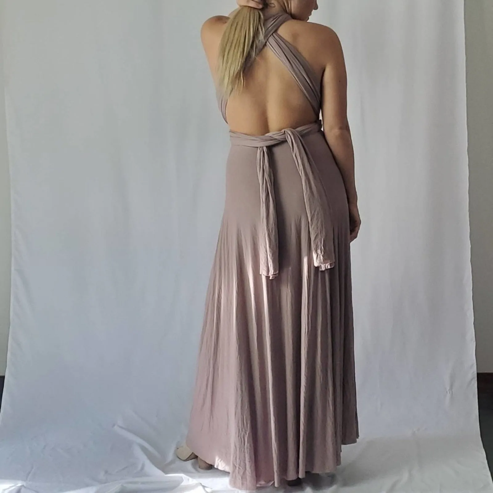 Lulu's Tricks of the Trade Maxi taupe dress