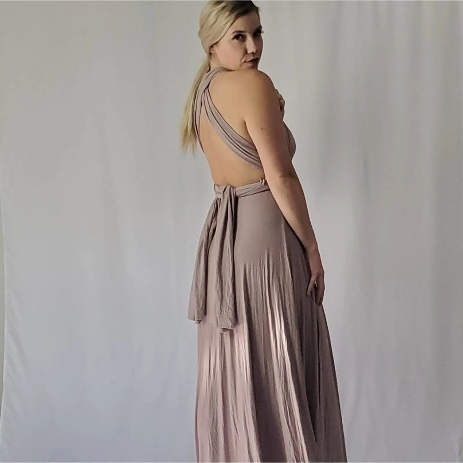 Lulu's Tricks of the Trade Maxi taupe dress