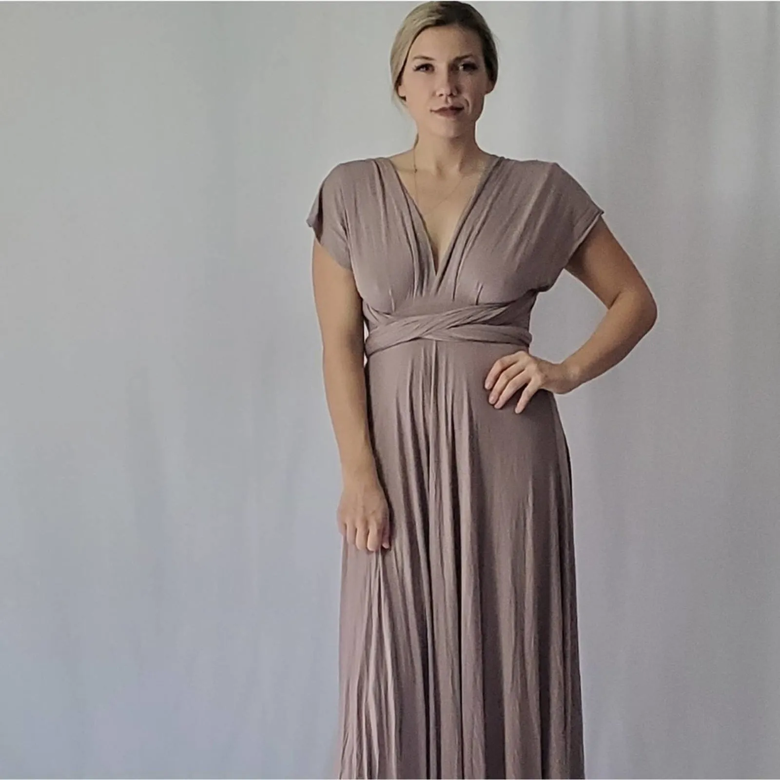 Lulu's Tricks of the Trade Maxi taupe dress