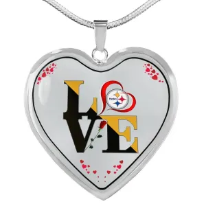 Luxury "Love Steelers" Necklace|Nfl Pittsburgh steelers Engravable Jewelry (Stainless/Gold)
