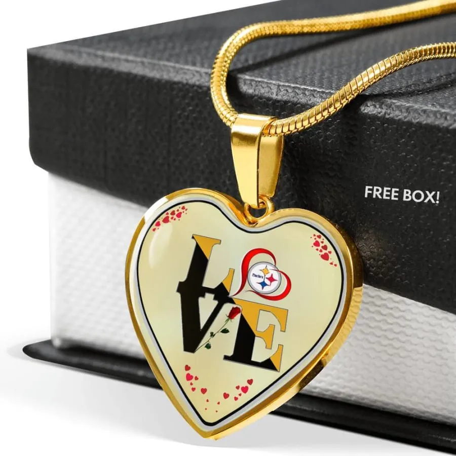 Luxury "Love Steelers" Necklace|Nfl Pittsburgh steelers Engravable Jewelry (Stainless/Gold)