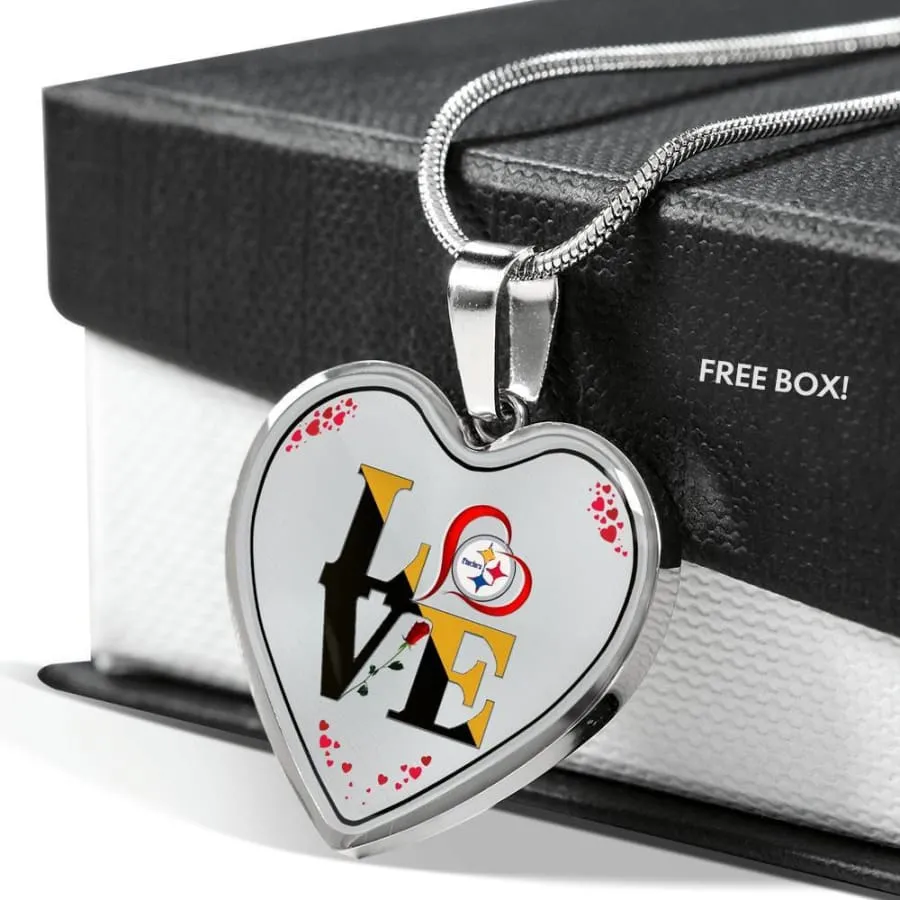 Luxury "Love Steelers" Necklace|Nfl Pittsburgh steelers Engravable Jewelry (Stainless/Gold)