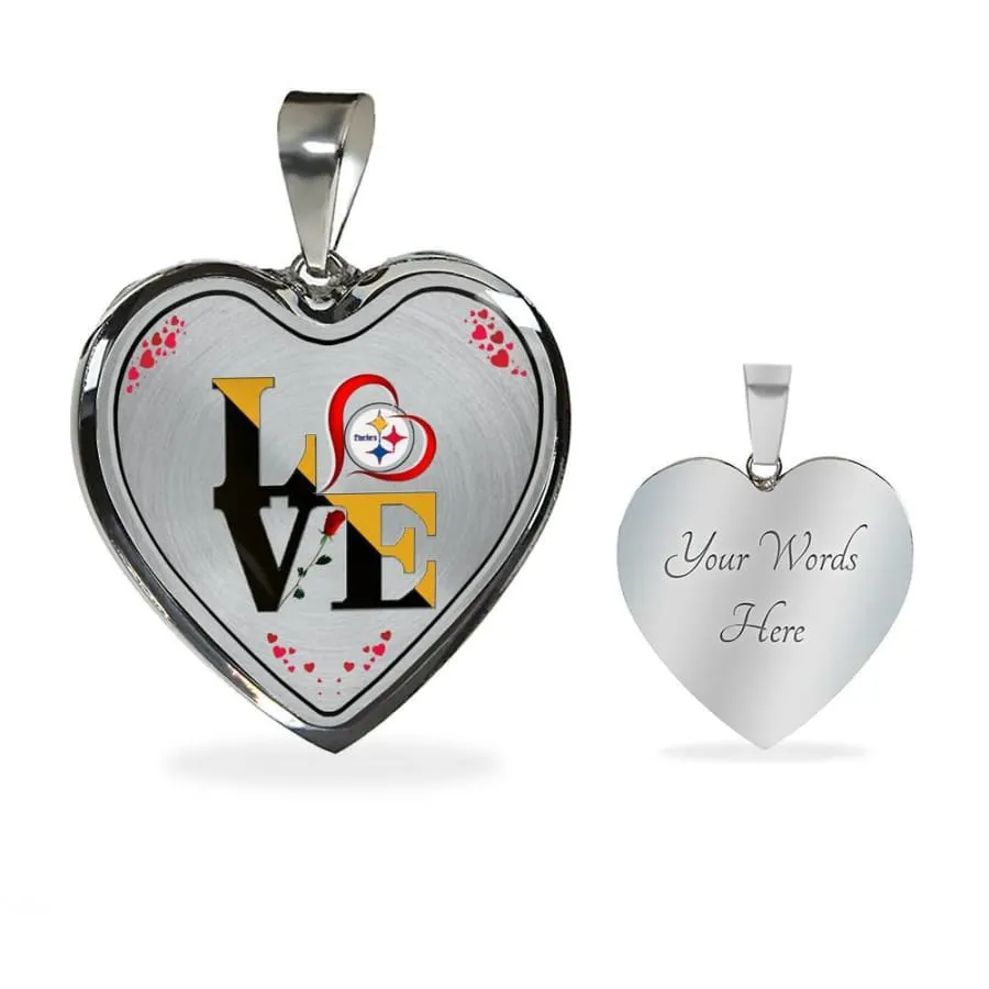 Luxury "Love Steelers" Necklace|Nfl Pittsburgh steelers Engravable Jewelry (Stainless/Gold)