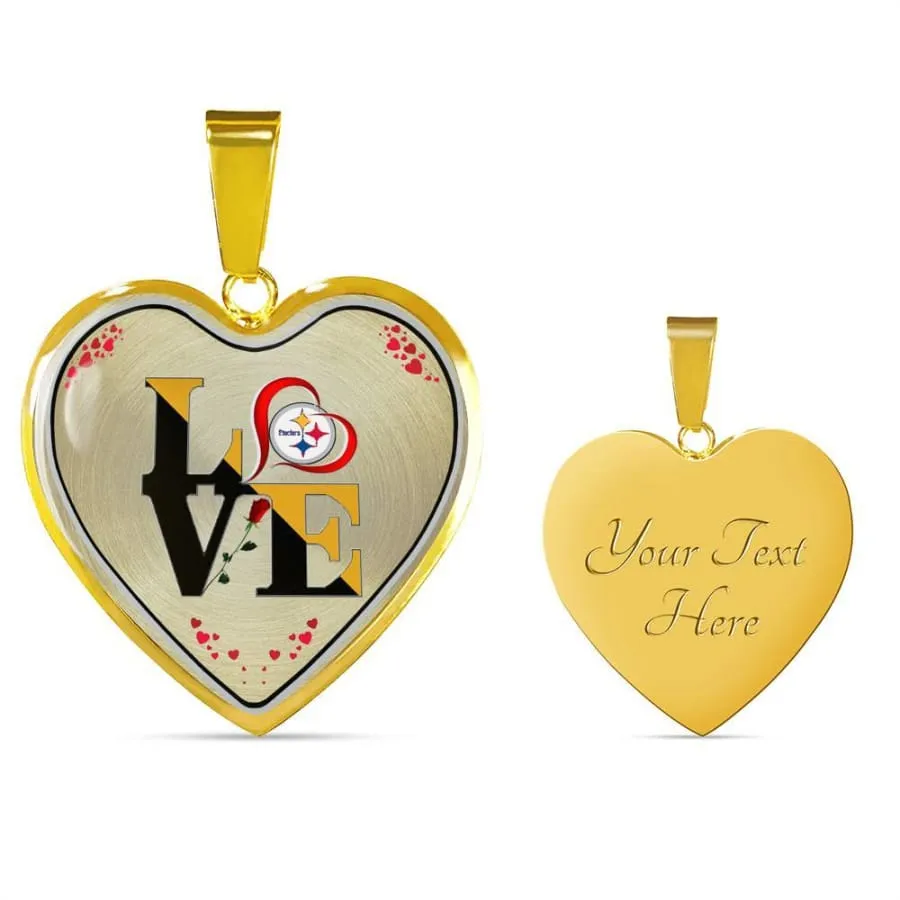 Luxury "Love Steelers" Necklace|Nfl Pittsburgh steelers Engravable Jewelry (Stainless/Gold)