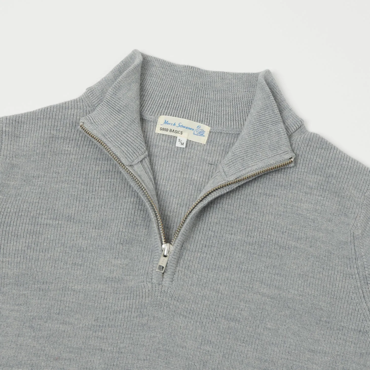 Merz b. Schwanen MWZP04 Zip Front Knit Pullover - Grey Marl