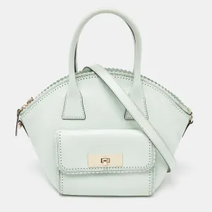 Mint Green Scalloped Leather Satchel