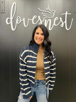 Mock Zipper Cardi - Midnight