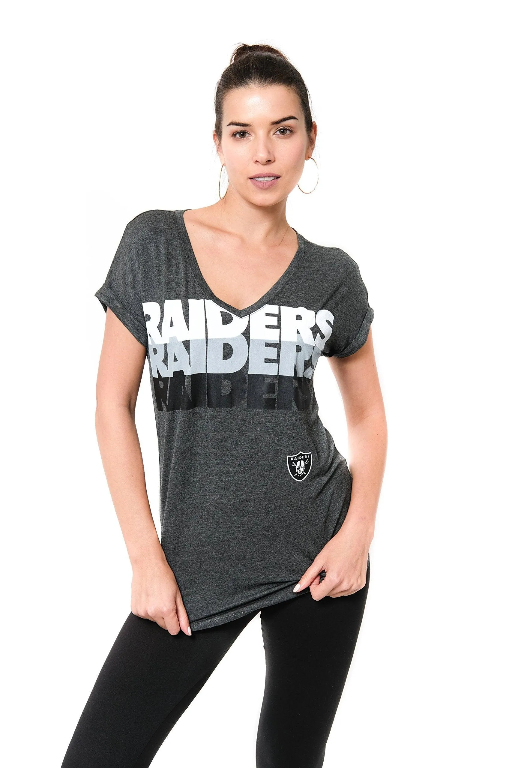 NFL Las Vegas Raiders Womens Vintage Stripe Soft Modal Tee Shirt|Las Vegas Raiders
