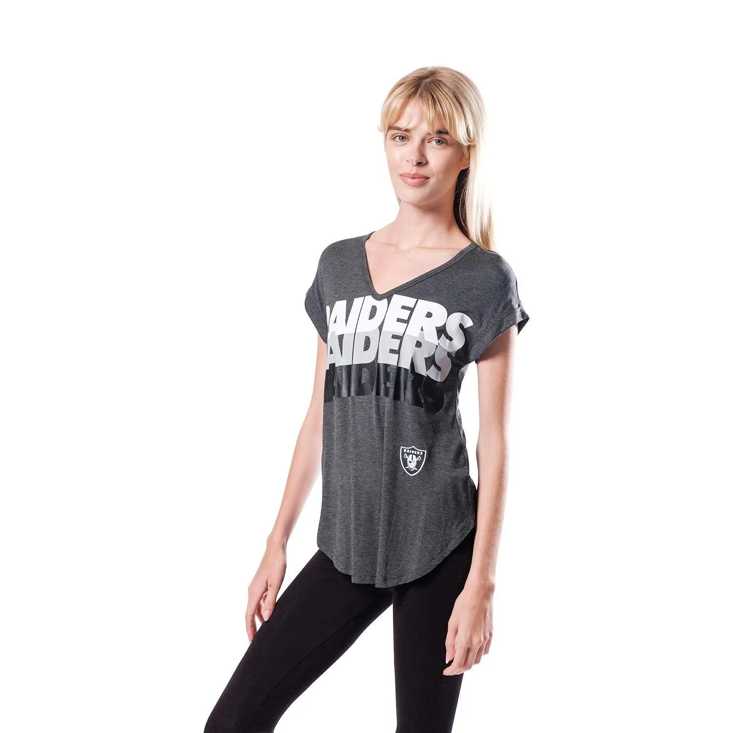 NFL Las Vegas Raiders Womens Vintage Stripe Soft Modal Tee Shirt|Las Vegas Raiders