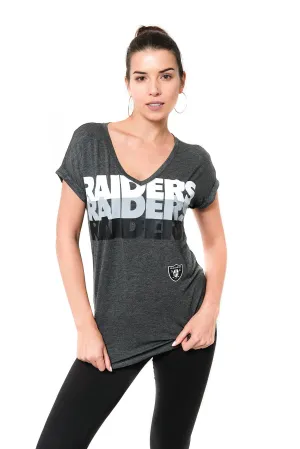 NFL Las Vegas Raiders Womens Vintage Stripe Soft Modal Tee Shirt|Las Vegas Raiders