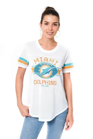 NFL Miami Dolphins Womens Soft Mesh Jersey Varsity Tee Shirt|Miami Dolphins