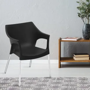 Nilkamal Novella 10 Plastic Arm Chair (Black)