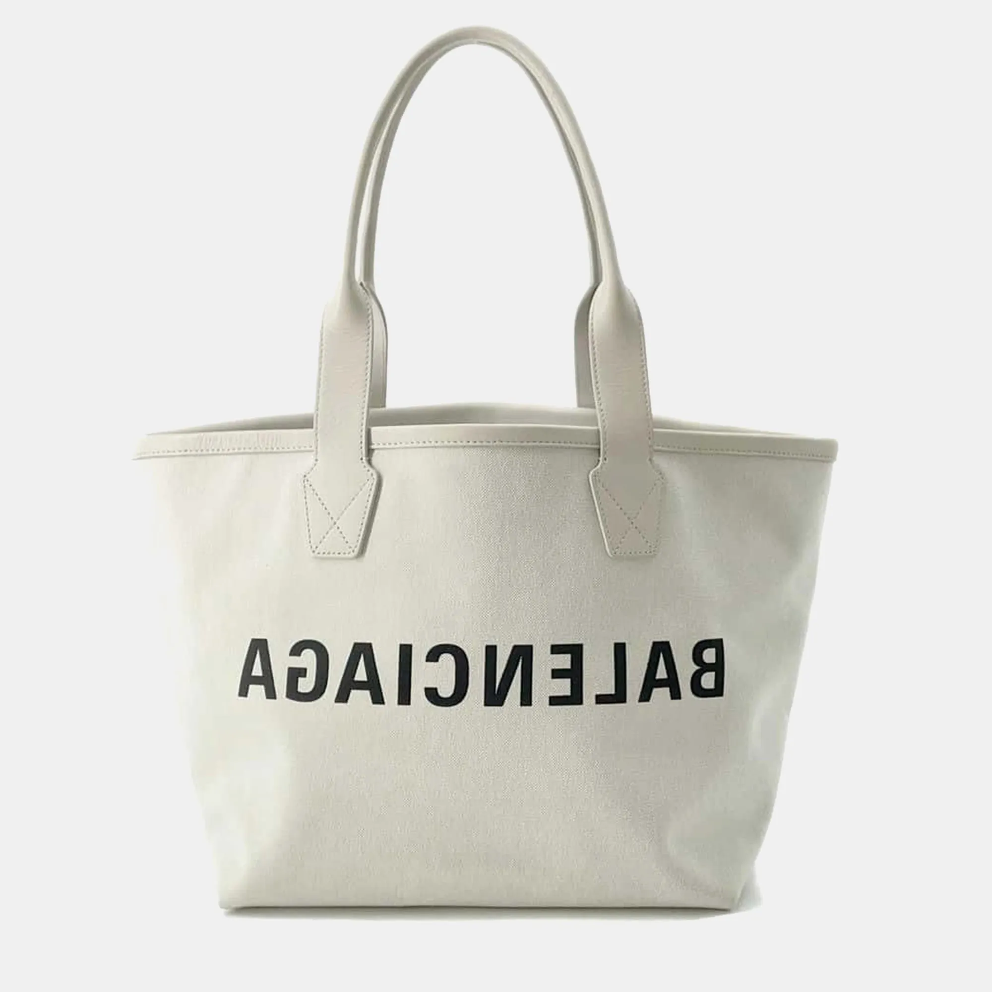Off-White Canvas and Leather Jumbo Tote Bag