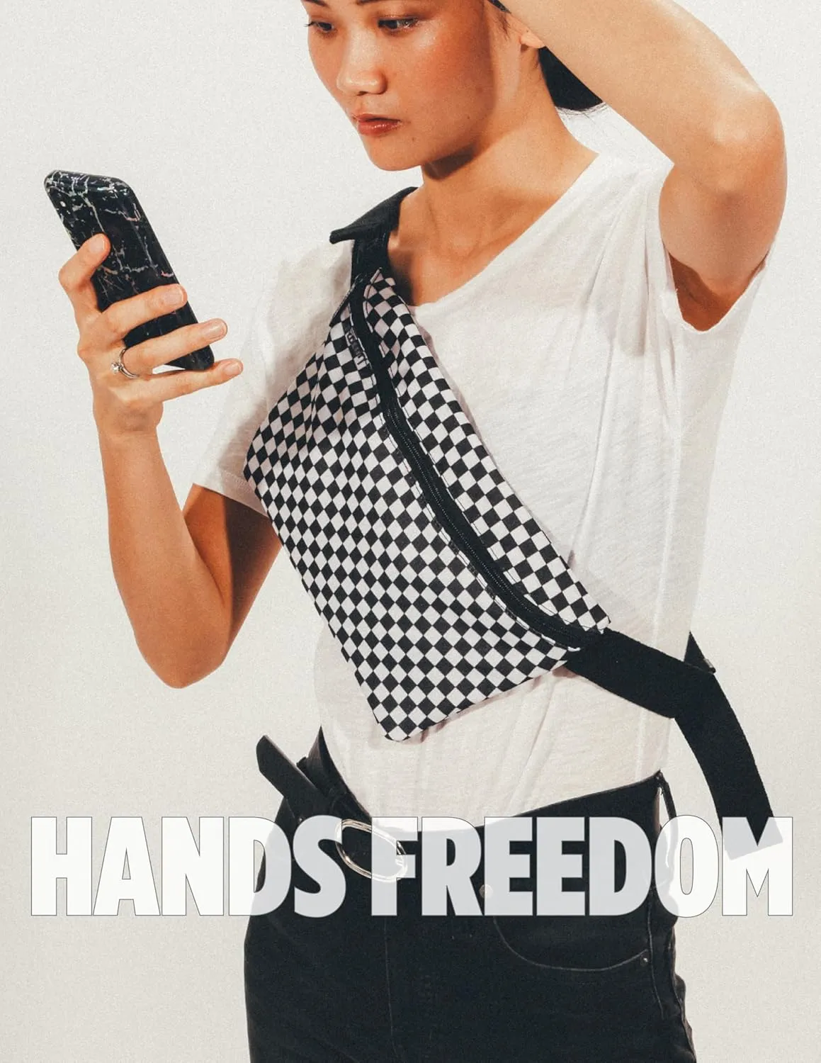 Plus Size Checkered Fanny Packs for Women  Large Black and White Checkered Crossbody Bags for Women | USE: 90s Rave Checkered Belt Bag, 80s Festival Fanny Pack, Mens Travel Waist or Bum Bag