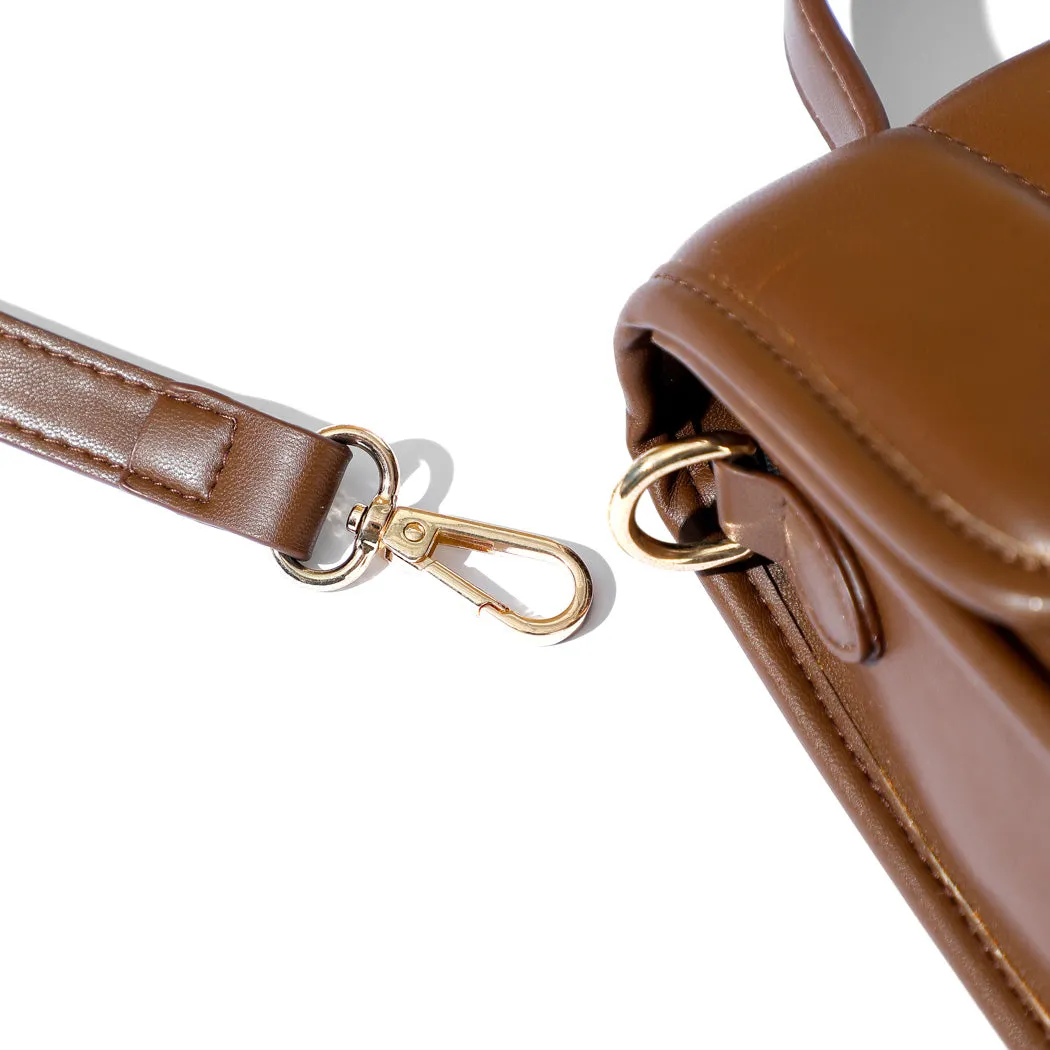 Quilted Crossbody Handbag with Flap and Lock(Khaki)