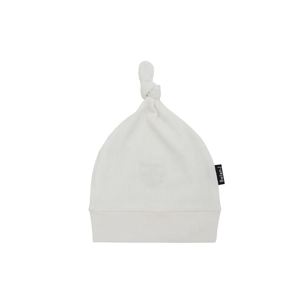 Ribbed Bamboo Knotted Hat - Rice