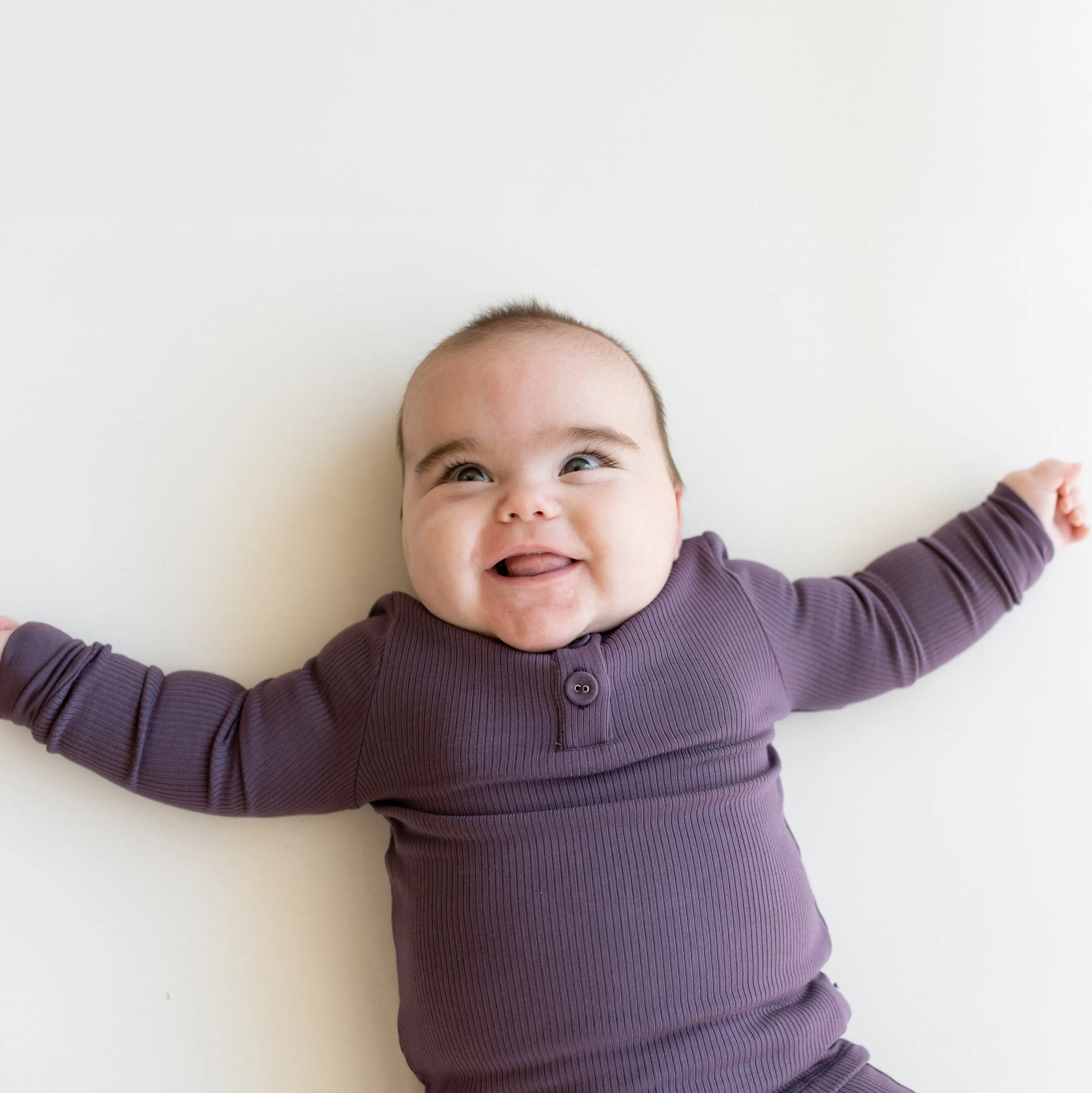 Ribbed Infant Henley Set in Currant