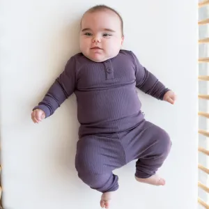 Ribbed Infant Henley Set in Currant