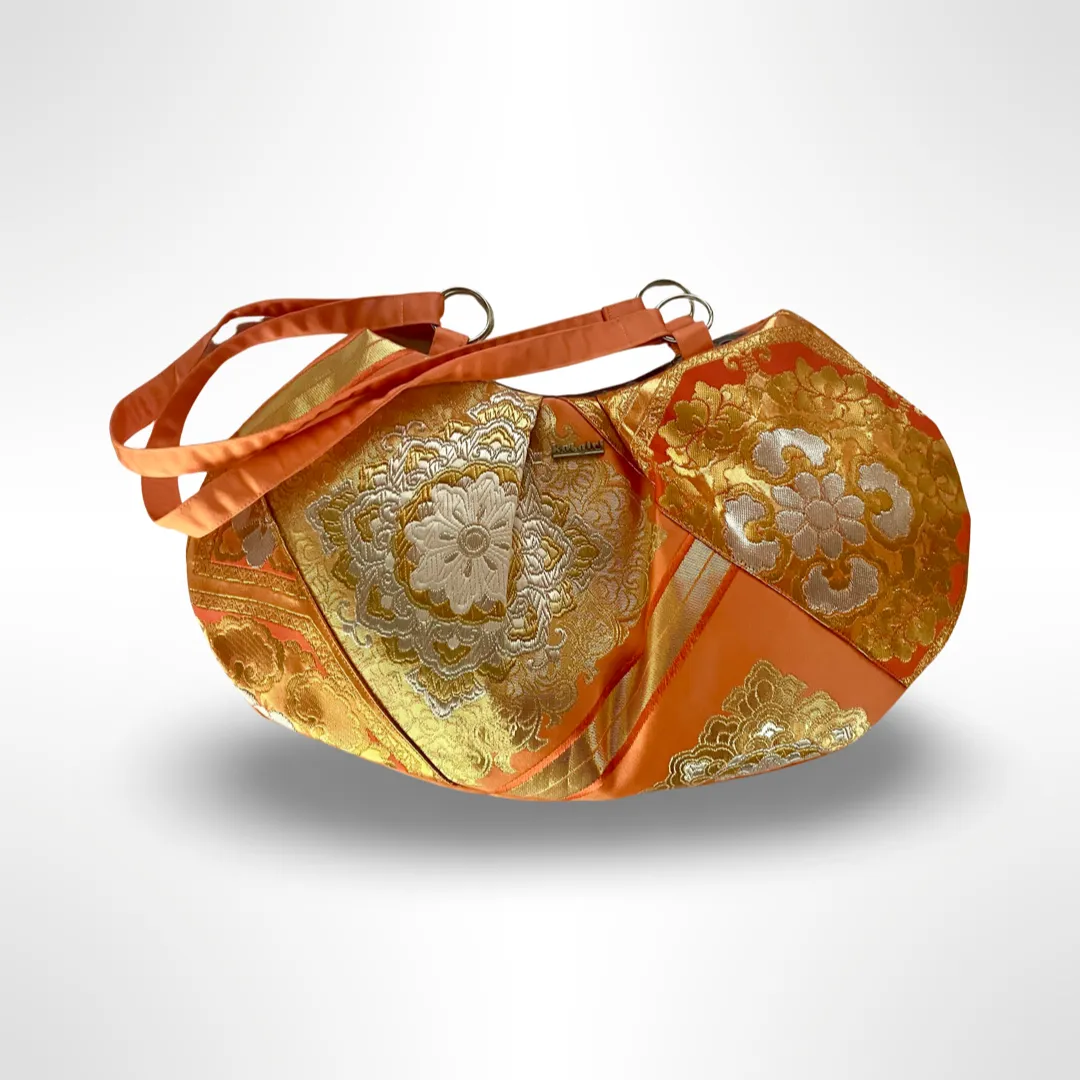Salmon Pink and Gold Floral Tote