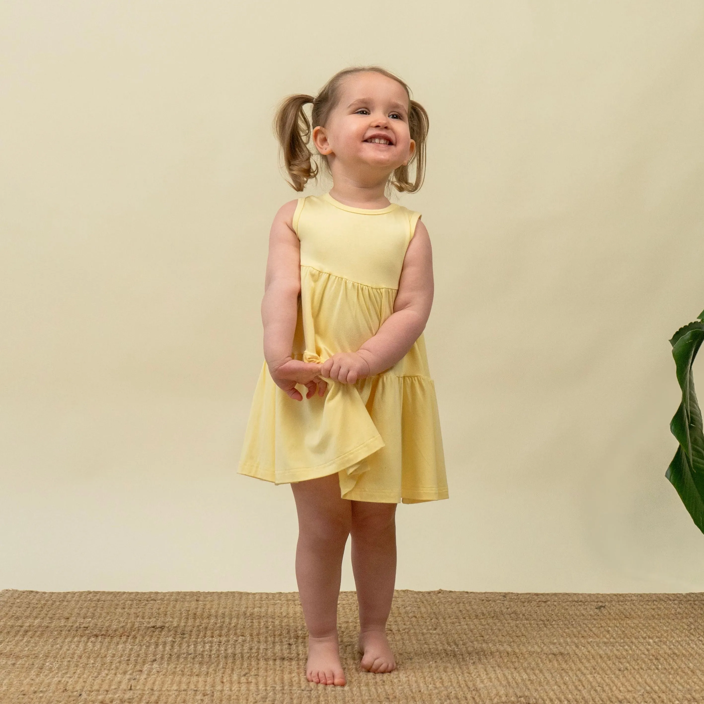 Sleeveless Tiered Dress - Mellow Yellow